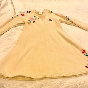 Size 10 Hanna Andersson embroidered dress, cream color. Soft